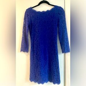 Diane Von Furstenberg semi formal blue lace dress size 0